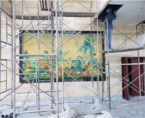 渦陽農商行玻璃鋼彩繪浮雕千里江山圖